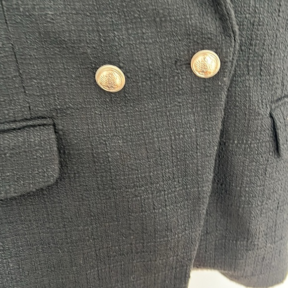 Black Double-Breasted Blazer with Gold Buttons - Picture 3 of 4
